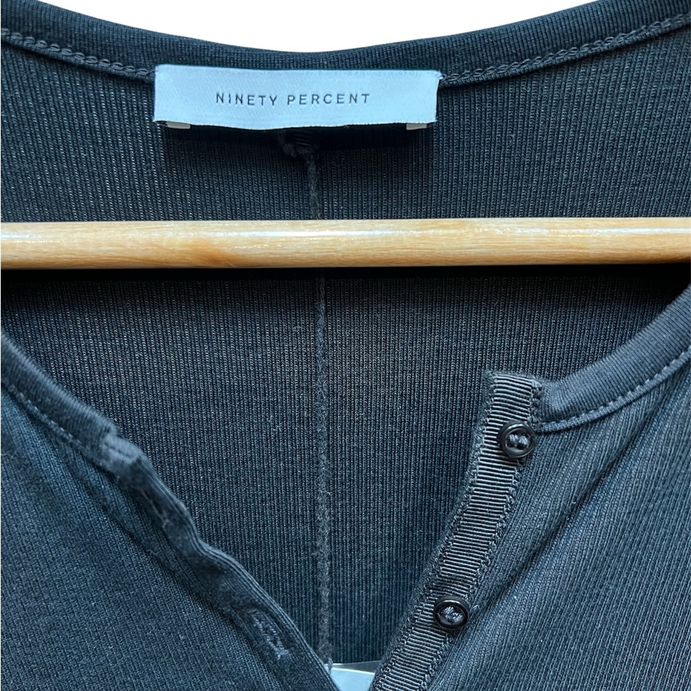 NWT Ninety Percent Ribbed Black Button Front Dress - Picture 4 of 7